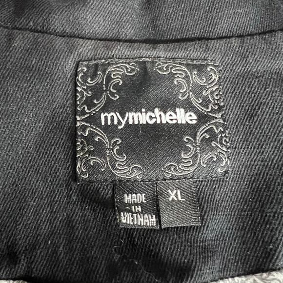 Y2K My Michelle Womens Blazer Suit Jacket Short Sleeve Fitted Button Close Black - Picture 8 of 10